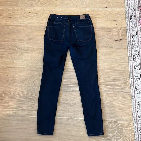 American Eagle Jeans Blue Jeggings Size 0 High Waisted Dark Denim Casual Boot - Picture 5 of 5